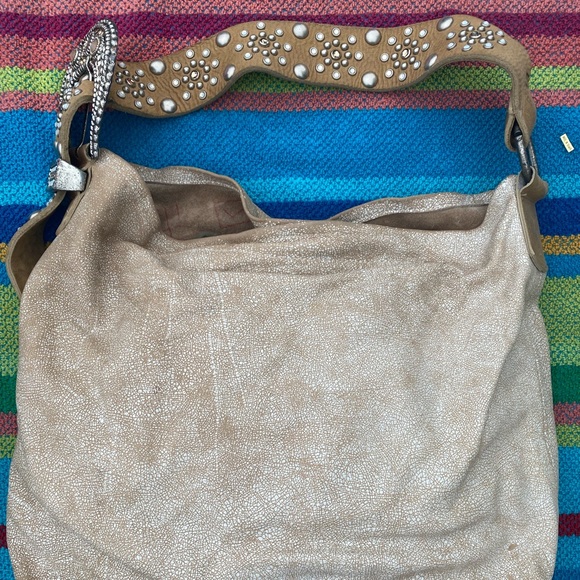 Leather Rock Handbag with embellished handle! - Picture 3 of 6